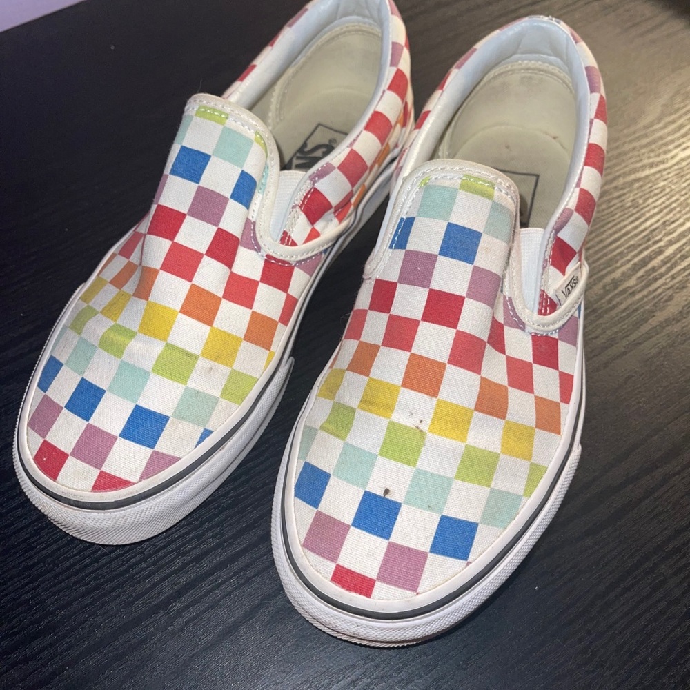 Rainbow checkered vans